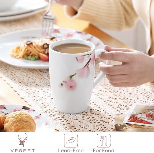 VEWEET Floral Coffee Mugs Set of 6, 16 OZ Large Handle Ceramic Mugs, ANNIE - Image 4
