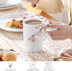 VEWEET Floral Coffee Mugs Set of 6, 16 OZ Large Handle Ceramic Mugs, ANNIE - Image 4