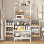 kepptory 51" Kitchen Baker's Rack with Storage, Microwave & Toaster Oven Stand, Freestanding Coffee Bar Station with Wine Glass Holder & Side Storage Shelves, White - Image 5