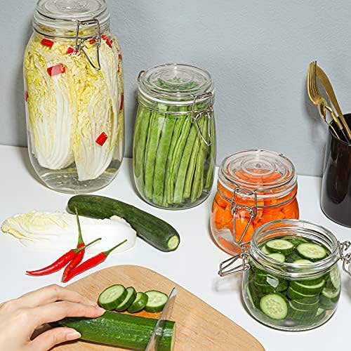 ComSaf Airtight Glass Canister Set of 12 with Lids 17oz/25oz Food Storage Jar - Storage Container with Clear Preserving Seal Wire Clip Fastening for Kitchen Canning Cereal,Pasta,Sugar,Beans - Image 4
