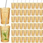 Wiwiqing 48 Set 16oz Vintage Tumbler with Lid and Straw Bulk, Amber by Wiwiqing