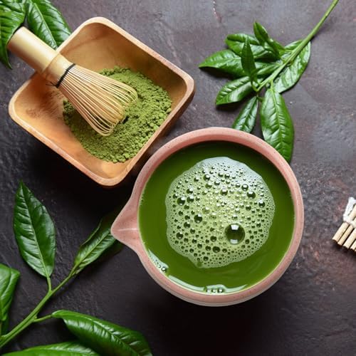 7 PCS Japanese Household Matcha Tea Kit for Traditional Tea Ceremony, with Handcrafted Bamboo Whisk Matcha Scoop Matcha Stand Matcha Bowl for Tea Lovers(Spraying powder) - Image 7