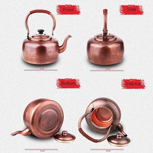Tea Pot,Kettle Stovetop Whistling Tea Kettle Copper Whistling Tea Kettle Vintage Tea Kettle Whistling Tea Pots Teapot Stovetop with Handle Coffee Pots for Gas Stove Tea Kettle(3L) - Image 5