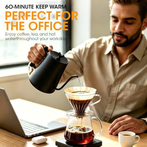 Gooseneck Electric Kettle with Temperature Control, 7 Temperature,0.65mm Precision Pour Spout, Stainless Steel Interior, 24 Hour Keep Warm, Fast Heating Electric Water Kettle - Image 6