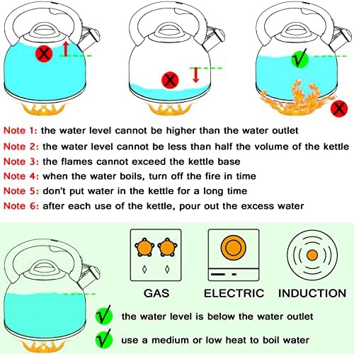 GGC 3L Tea Kettle for Stove Top, Loud Whistling Tea Kettles Water Boiler, Stainless Steel Kettle with Anti-Heat Handle and Simple Touch Button to Control Kettle Outlet - Image 6