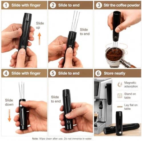 Magnetic WDT Tool, 0.4mm Needle Distribution Tool for Espresso, Retractable Coffee Stirrer for Clump-Free Extraction, Fits 51/54/58mm Portafilters - Image 5