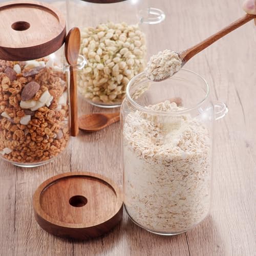 KOSKIMER Coffee and Sugar Container Set, Glass Coffee Jars with Wooden Lids - Image 5