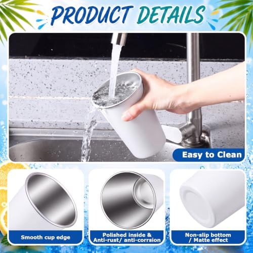 Mimorou 20 Pack 16 oz Stainless Steel Cups Metal Cup, White - Image 3