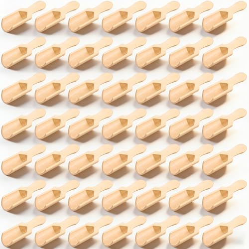 100 Pack Mini Wooden Spoons for Jars, Small Bath-Salt Scoops Mini Scooper Wooden Candy Spoon Washing Powder for Sugar Scrubs, Bath-Salts, Cooking by Unknown