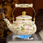 Enamel Tea Kettle – 2.5L Large Capacity Stovetop Teapot with Vintage Floral Pattern, Kettle for Stove, Ideal Small Tea Kettle for Gas & Induction Cooktops - Image 5