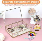 Gold Glass Tea Bag Organizer, Tea bag Storage Glass Box (4 Compartments) - Image 4