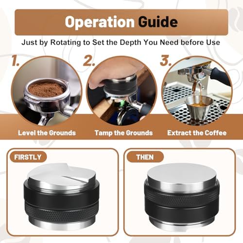 53mm Espresso Tools, Distributor and Tamper Kit, WDT, Funnel & Puck Screen - Image 3
