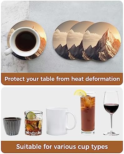 Coasters for Drinks Set of 8, Mountains Natural Landscape Alps Ceramic Cup Mat, Absorbent Ceramic Stone Coasters with Cork Base for Coffee, Cups, Wooden Table, Home Decor 4 Inch - Image 7