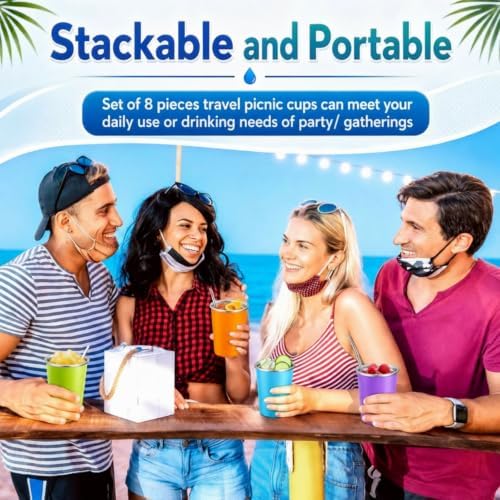Mimorou 8 Pack 16 oz Stainless Steel Cups Metal Cup, Classic Color - Image 6