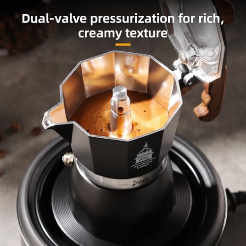 Bincoo Stovetop Espresso Maker 2 Cups - Classic Aluminum Italian Coffee Maker,2Cups Moka Pot for Italian and Cuban Café Brewing, Double Valve Extraction - Image 3