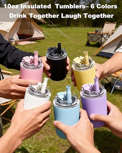 6 Pack 10 oz Insulated Coffee Tumblers, Travel Coffee Tumblers with Straw - Image 2