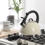 Mr. Coffee Clarefield 2.4 Qt Whistling Tea Kettle – Linen White Stovetop Water Kettle with Lid, Heat-Resistant Nylon Handle and Knob, Stainless Steel Trim - Image 2