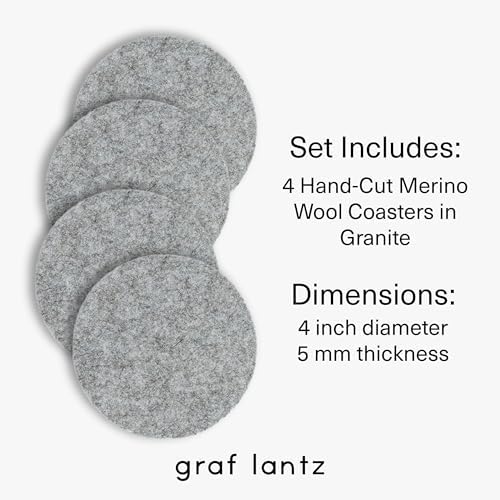 Graf Lantz - Bierfilzl Merino Wool Round Coasters Set of 4 - Granite (4" Circles) - Absorbs 30% of Weight - German Wool - Heat Resistant, Sustainable, & Reusable - Home Decor & Coffee Table Decor - Image 4