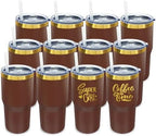 20 oz Tumbler Bulk Stainless Steel Tumblers with Lids and Straws Brown by MetalyaTumblers