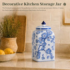 12.5" H Ceramic Kitchen Canisters for Countertop, Tea & Coffee Bean Storage Canister with Airtight Lid, Blue and White Chinoiserie Decor Ginger Jar for Home Decor, 155 fl oz - Plum Blossom - Image 7