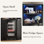 kepptory 71" Corner Bar Cabinet with Mini Fridge Space, LED Light Cabinet - Image 3