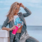 20 oz Tumbler with Handle and Lid Insulated Travel Coffee Mug Hot Pink 6P - Image 2
