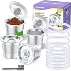 CAPMESSO Reusable K Cups with 20pcs Silicone Gaskets: Stainless Steel Reusable Coffee Pods - Dual-Mesh Refillable Coffee Filter for Richer Coffee NO Grit by CAPMESSO