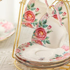 15 Piece British Bone China Tea Cup Sets, Elegant red Rose Pattern, Cups and Saucers Service for 4, with Teapot Sugar Bowl Cream Pitcher Teaspoons for Tea/Coffee, Gifts Set for Adults. - Image 6