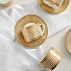 Luxury White & Gold Embossed Tea Cups and Saucers with Teapot, Sugar Bowl, & &Creamer, Vintage European Porcelain Coffee Set for Tea Party, Wedding, Gift (Gold, 4pcs/set) - Image 5