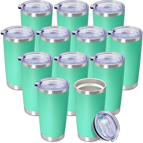 20oz Tumbler Insulated Coffee Tumblers with Lid StainlessSteel LightBlue12P by AEPDTD