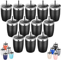 VEGOND Stainless Steel 12 oz Tumblers bulk Vacuum Insulated Double Wall Travel Tumbler with Lid and Straw Reusable Tumbler,Black 12 pack by VEGOND