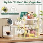EsLuker.ly Coffee Mug Cup Holder Tree Bar Station Organizer, 2 Tier Gold - Image 5