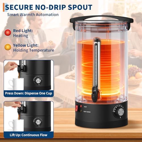 GarveeTech Commercial Electric Coffee Urn Hot Beverage Dispenser - Double Wall Stainless Steel, Large Capacity for Catering, Buffet, Parties, Events - Fast Heating - 12L/3.2 Gallon - Image 2