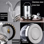 Induction Cooker Special Glass Teapot With Cool Handle, Heat Resistant Borosilicate Glass Teapot With Stainless Steel Inner Filter,tea Kettle Stovetop Glass Flower T A-1.4L - Image 2