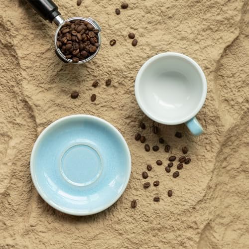 Loveramics Coffee Cup Ceramic, 10 oz Latte Art Cup with Saucer for Cappuccino, Tea, Espresso, Thick - walled stoneware Cappuccino mug Set for Cafe and Barista - Potters Colours (Ice Blue, 10OZ) - Image 5