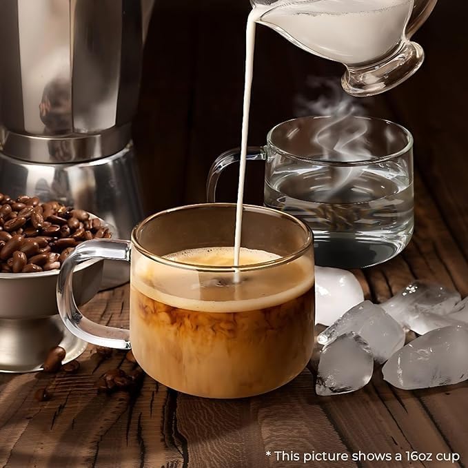 500ml Large Glass Coffee Mugs with Handle – Set of 2 | Clear Glass Cups for Latte, Cappuccino, Tea & Hot Beverages - Image 5