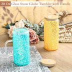 20 Oz Glass Snow Globe Tumbler with Handle, 6 Pack Pre-Drilled Double Wall Snowglobe Cup Coffee Mug for DIY Glitter Snow Globe, Outside 20 Oz Inside 16 Oz - Image 2