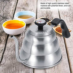 Stainless Steel Coffee Tea Pot Pouring Drip Kettle with Gooseneck and Thermometer, Anti Rust, Ergonomic Handle, Safe for Gas, Electric, and Induction Stove, Large Capacity(1L) - Image 2