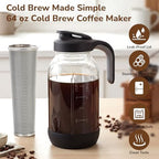 64 oz Glass Mason Jar Pitcher with 64 oz Cold Brew Coffee Maker - Image 6