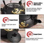 Iron Teapot Tetsubin Tea Pot Embossed Dragon Pattern Tea Kettle Pot With Stainless Steel Infuser for Stovetop (300ML) - Image 6