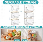 12 Pcs Stackable Plastic Storage Bins, Open Front, Clear - Image 4