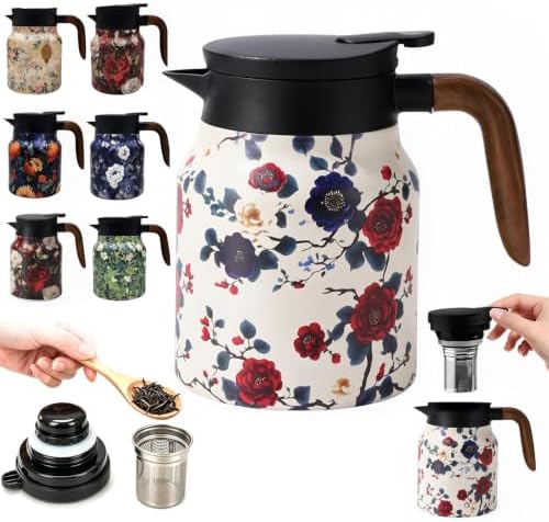 Vintage Teapot with Infuser, 35 oz Insulated Tea Pot for Loose Leaf Tea by Unknown