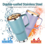 20 oz Tumbler with Handle Stainless Steel Insulated Coffee Mug Tumbler with Lid and Straw Double Wall Vacuum Insulated Coffee Mug Leak Proof Travel Mug Tumbler for Hot and Cold Drink (Mix Color-3) - Image 3