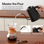 Gooseneck Electric Kettle, 5 Preset Temp Control, ±1℉ Precision, 1.0L Pour Over Kettle for Coffee & Tea, Stainless Steel Interior, 1200W, Black - Image 4