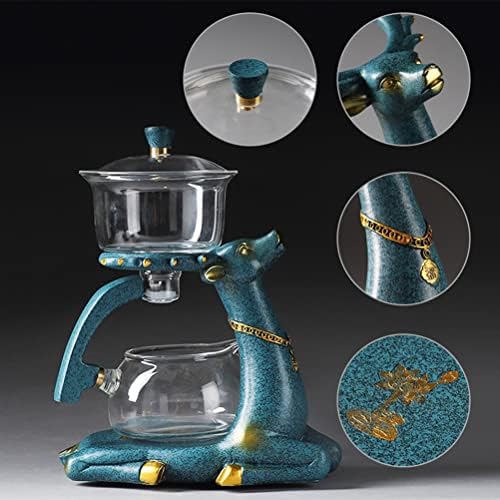 Heat-resistant Kungfu Glass Tea Set with Heater Attract Water Diversion Rotating Cover Bowl Lazy Semi-Automatic Deer Glass Teapot - Image 6
