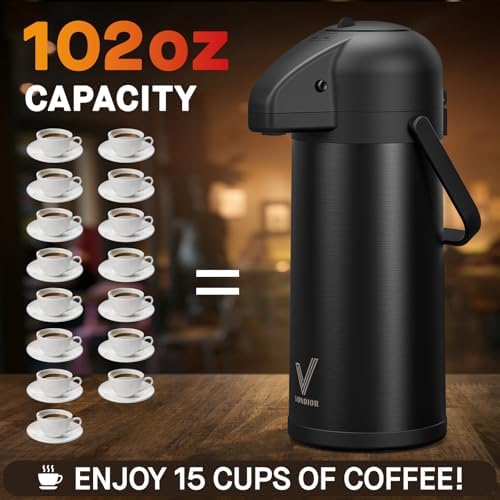 Coffee Carafe for Keeping Hot - Black 102 OZ Coffee Dispenser with Pump - Image 5