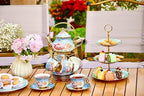 20 Pieces Porcelain Tea Set With Metal Holder, European Ceramic tea set for adults,Flower Tea Set,Tea Set For Women With Flower Painting - Image 4