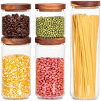 5 Piece Kitchen Canister Set, Airtight Lid Food Storage Jars for Coffee Beans, Flour, Sugar, Rice, Spaghetti by Unknown