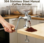 304 Stainless Steel Manual Coffee Grinder, Hand Crank Powder Mill with Cone Grinding Head, Spring Adjustment, Table Clamp, for Dry Grains, Spices and Seasonings, 5.1 x 2.9 x 10.6 in - Image 5