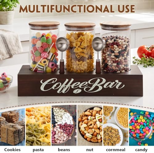 Suclain 3 Pcs 44 oz Glass Coffee Grounds Container with Shelf for Kitchen - Image 7